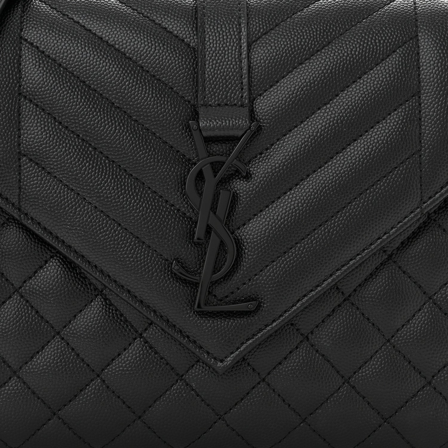Saint Laurent Grain De Poudre Textured Mixed Matelasse Triquilt Medium Monogram Satchel Black 8 of 10