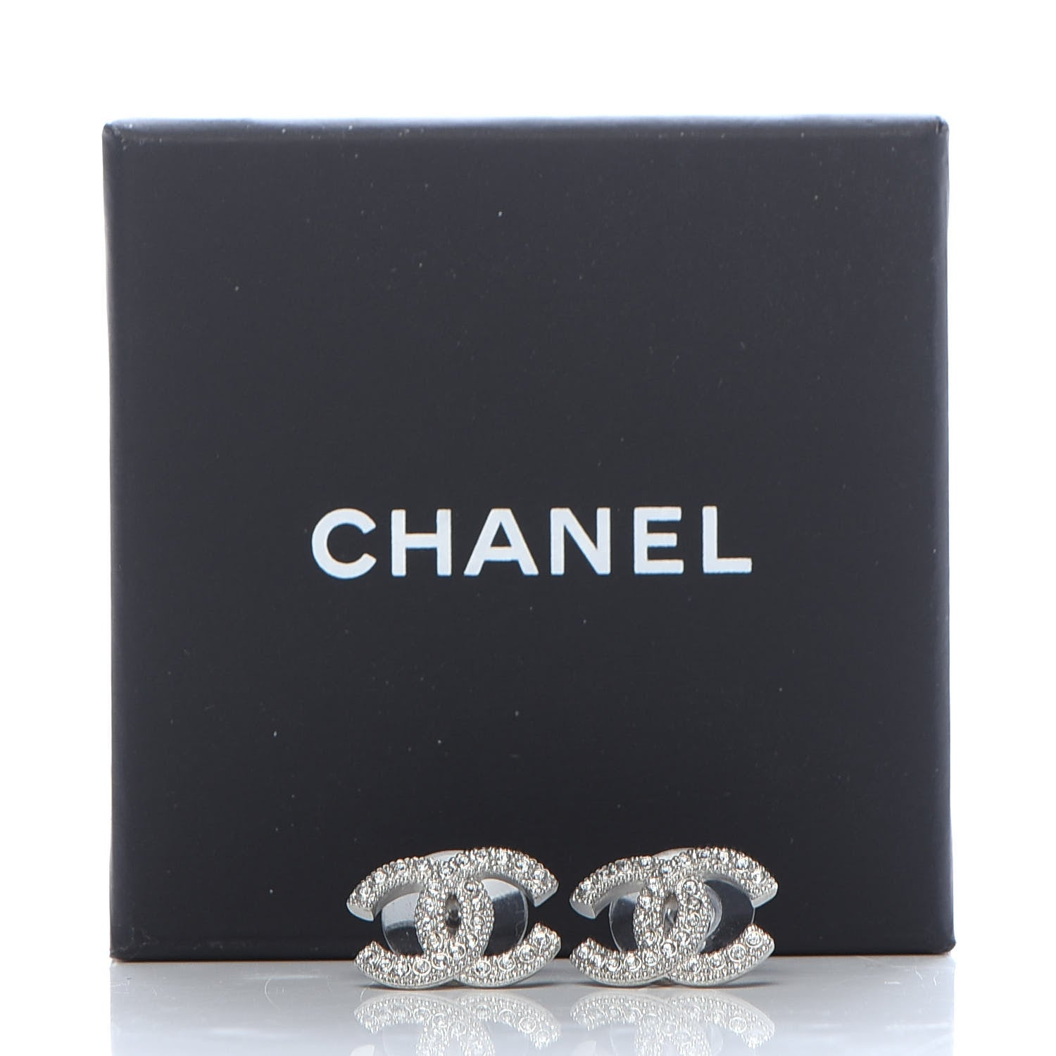 Chanel Crystal CC Earrings Silver 5 of 5