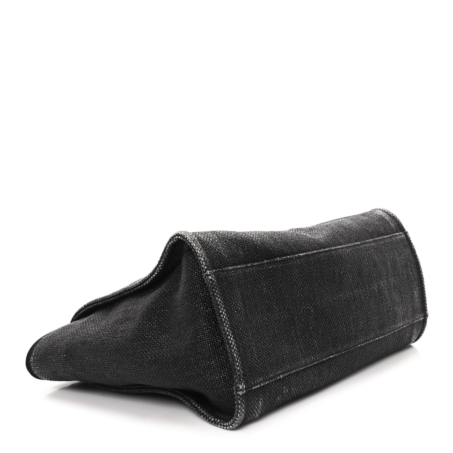 Woven Straw Raffia Large Deauville Tote Black