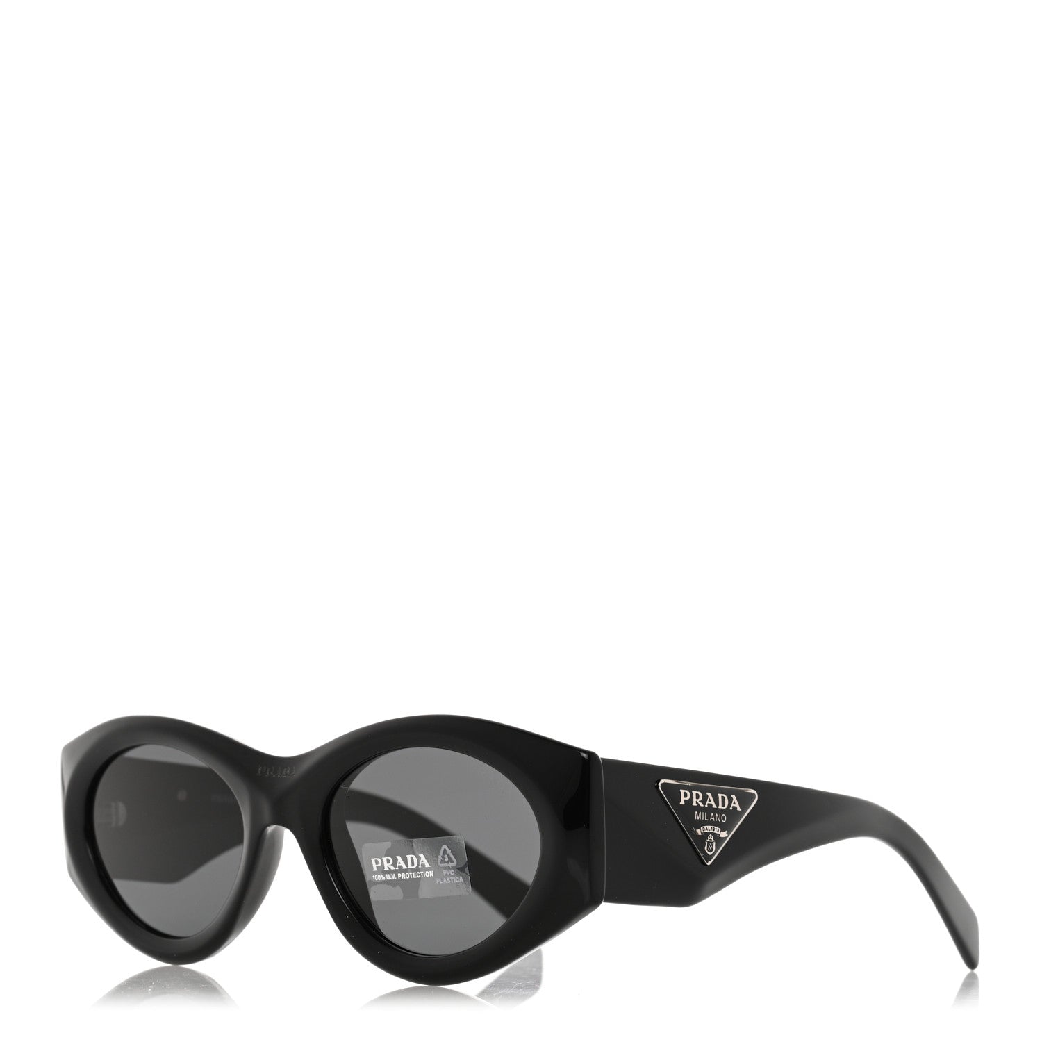 Prada Acetate Oval Symbole Sunglasses SPR 20Z Black 1 of 8