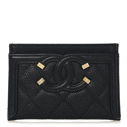 Chanel Caviar Quilted Filigree Card Holder Black 1 of 10