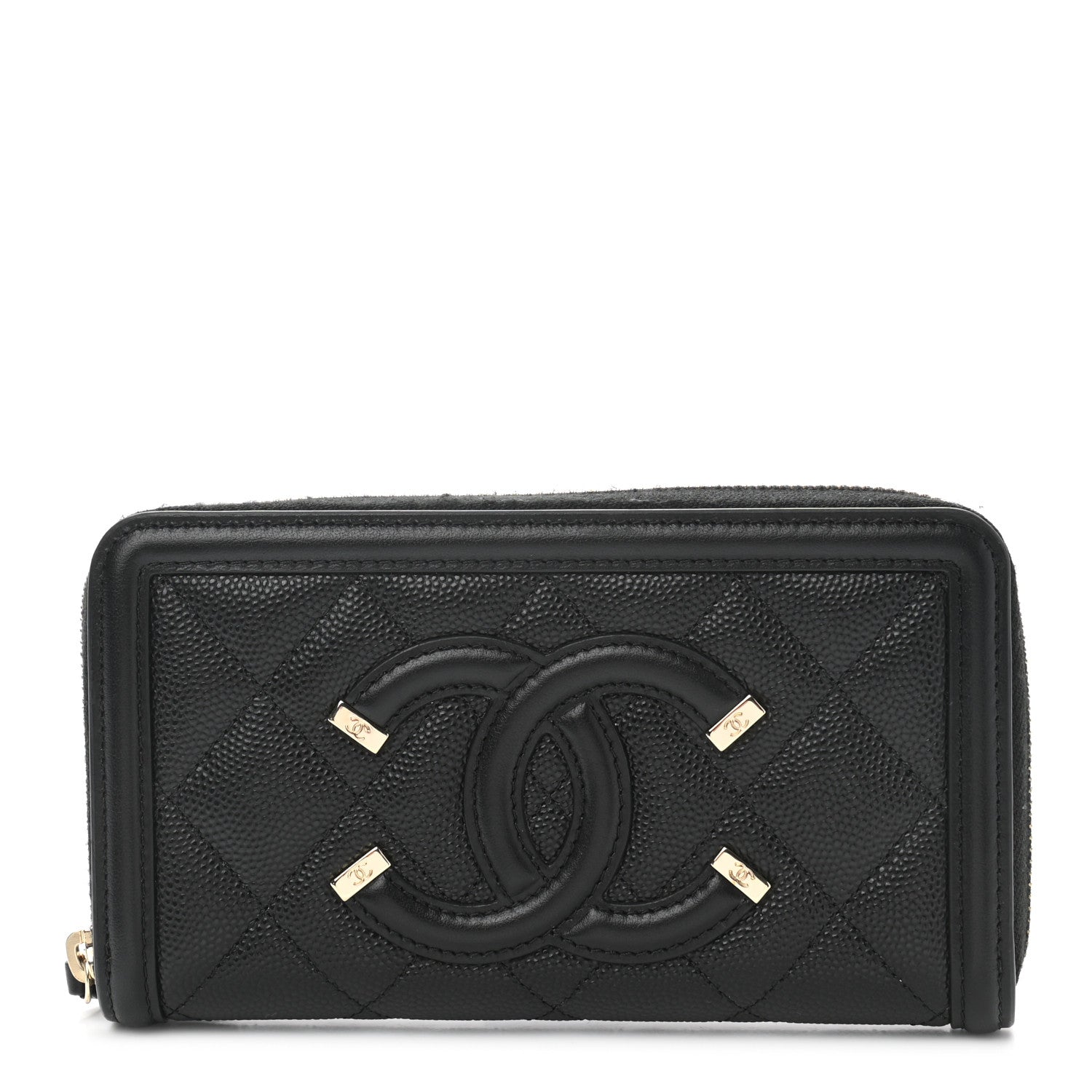 Chanel Caviar Quilted Medium Filigree Zip Around Wallet Black 1 of 10