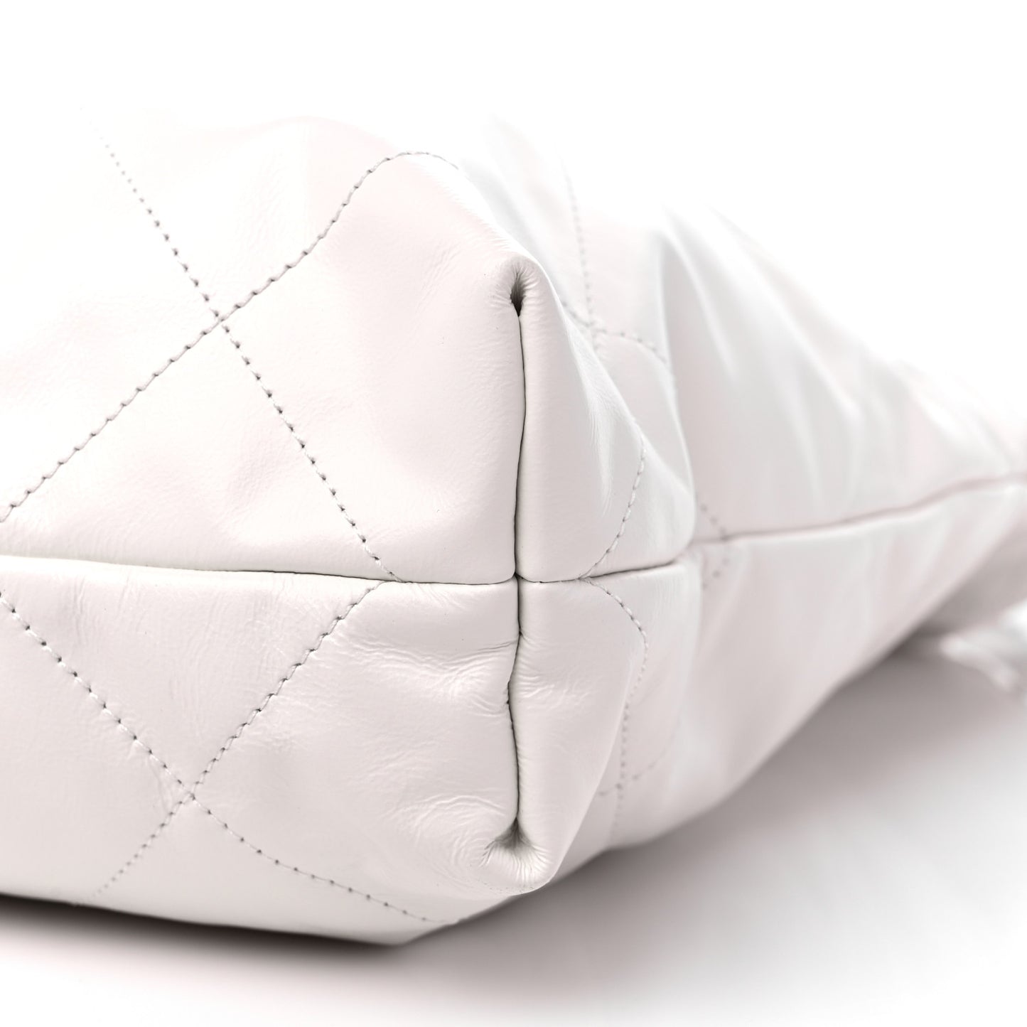 Shiny Calfskin Quilted Small Chanel 22 White