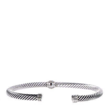 David Yurman Sterling Silver Diamond 4mm Cable Classics Single Station Bracelet M 3 of 5