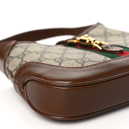 Gucci GG Supreme Monogram Azalea Calfskin Web Mini Jackie 1961 Hobo Beige Ebony Brown Sugar 9 of 10