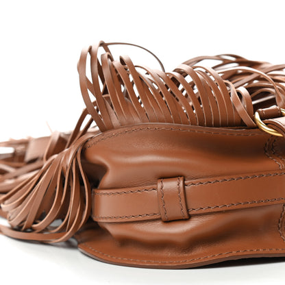 Chloe Calfskin Mini Marcie Round Fringe Crossbody Bag Tan 5 of 8