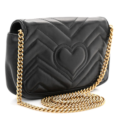 Gucci Calfskin Matelasse Super Mini GG Marmont Shoulder Bag Black 3 of 10