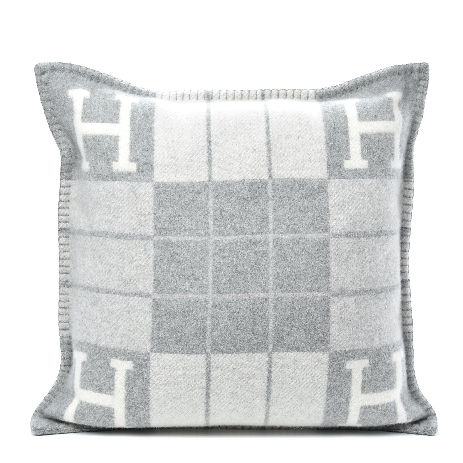 Hermes Wool Cashmere Avalon III Pillow PM Ecru Gris Clair 1 of 3