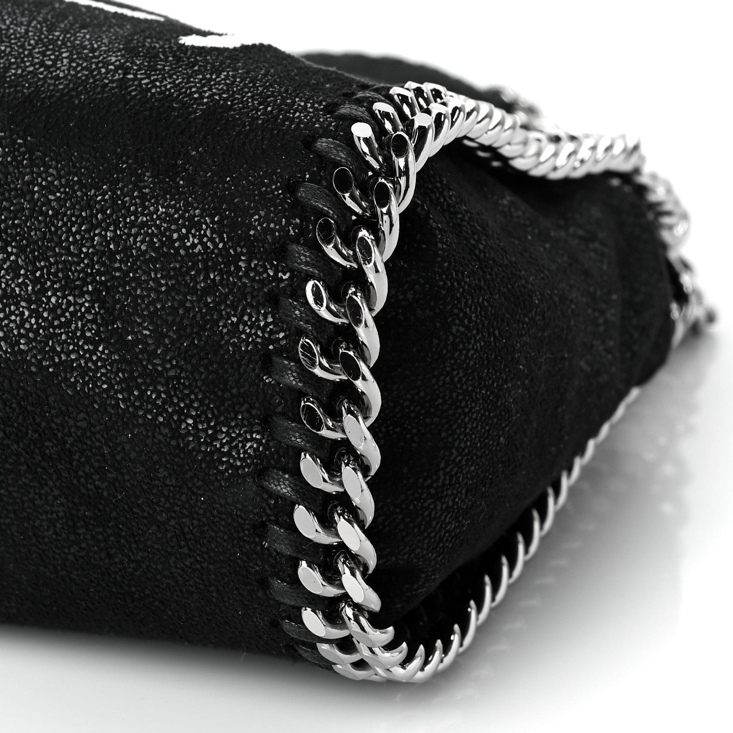 Stella McCartney X ED CURTIS Shaggy Deer Logo Embroidered Mini Falabella Fold Over Tote Black 9 of 9