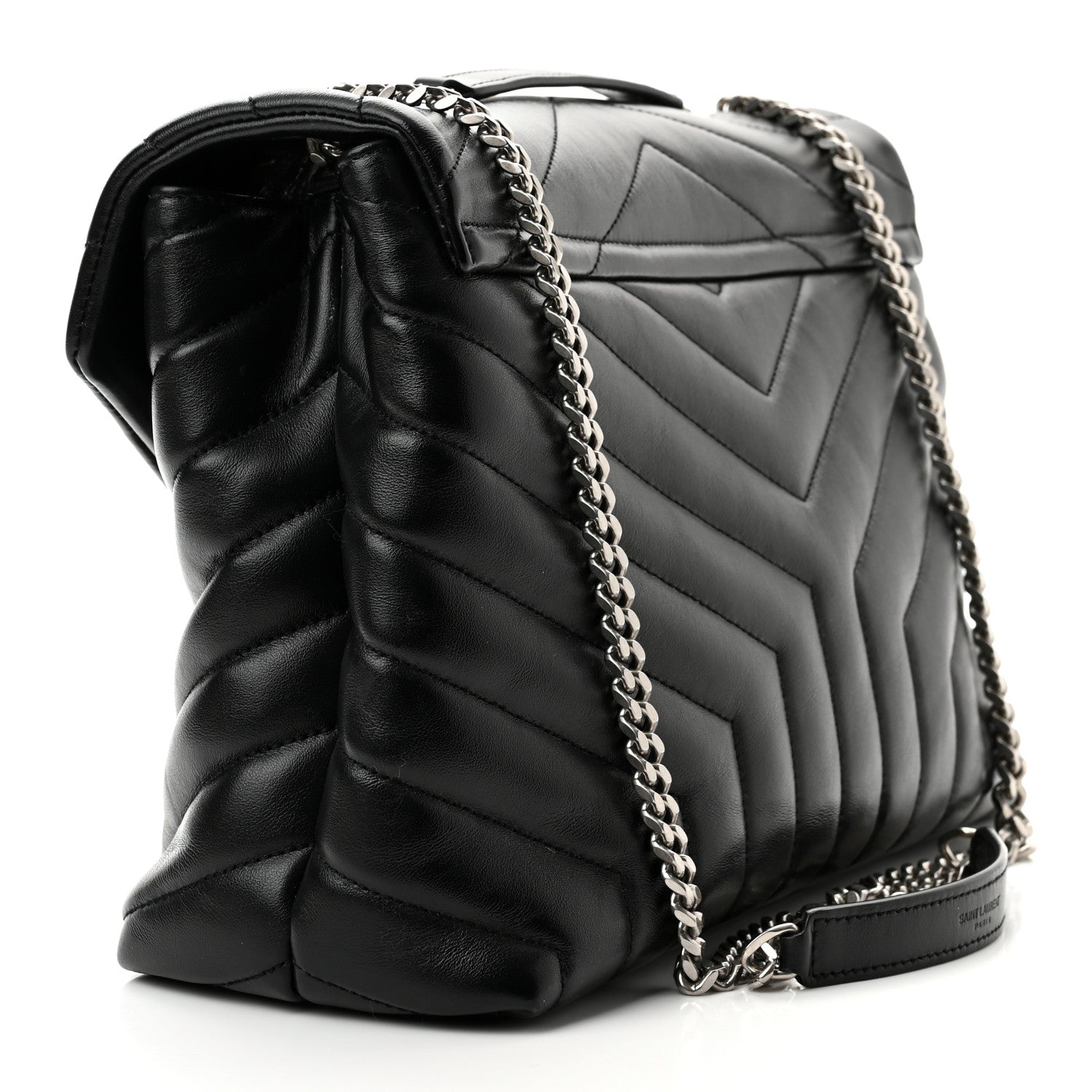 Saint Laurent Calfskin Y Quilted Monogram Medium Loulou Chain Satchel Black 3 of 10