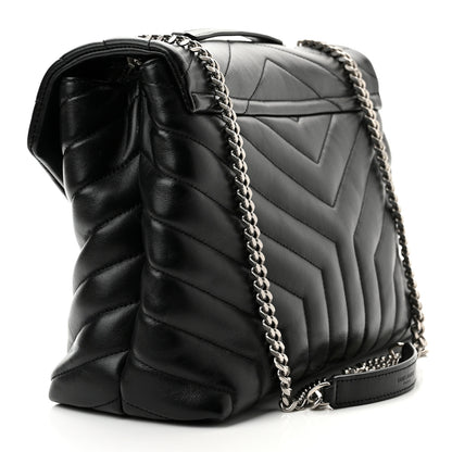 Saint Laurent Calfskin Y Quilted Monogram Medium Loulou Chain Satchel Black 3 of 10