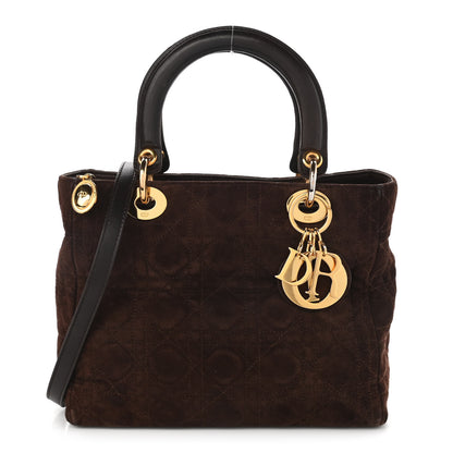 Christian Dior Suede Cannage Medium Lady Dior Brown 1 of 18
