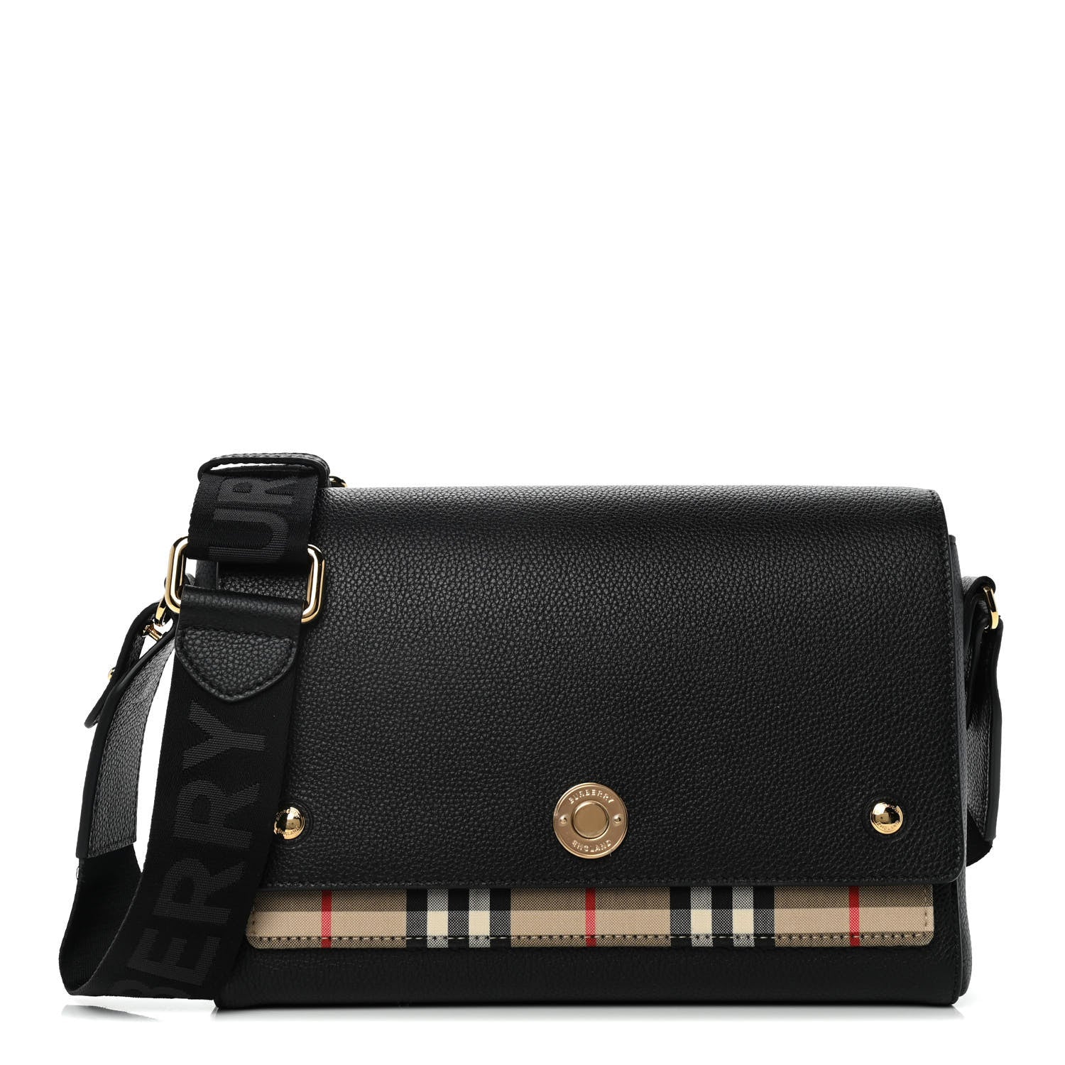 Burberry Grainy Calfskin Vintage Check Note Crossbody Bag Black 1 of 13