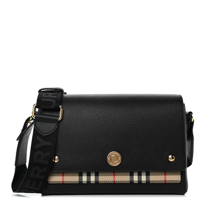 Burberry Grainy Calfskin Vintage Check Note Crossbody Bag Black 1 of 13