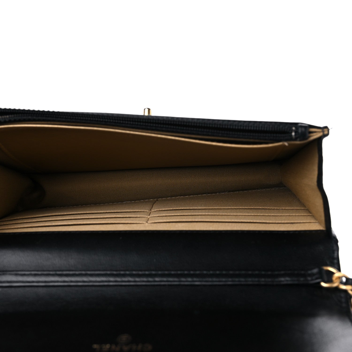 Chanel Lambskin Quilted CC Pearl Crush Wallet on Chain WOC Black 5 of 11