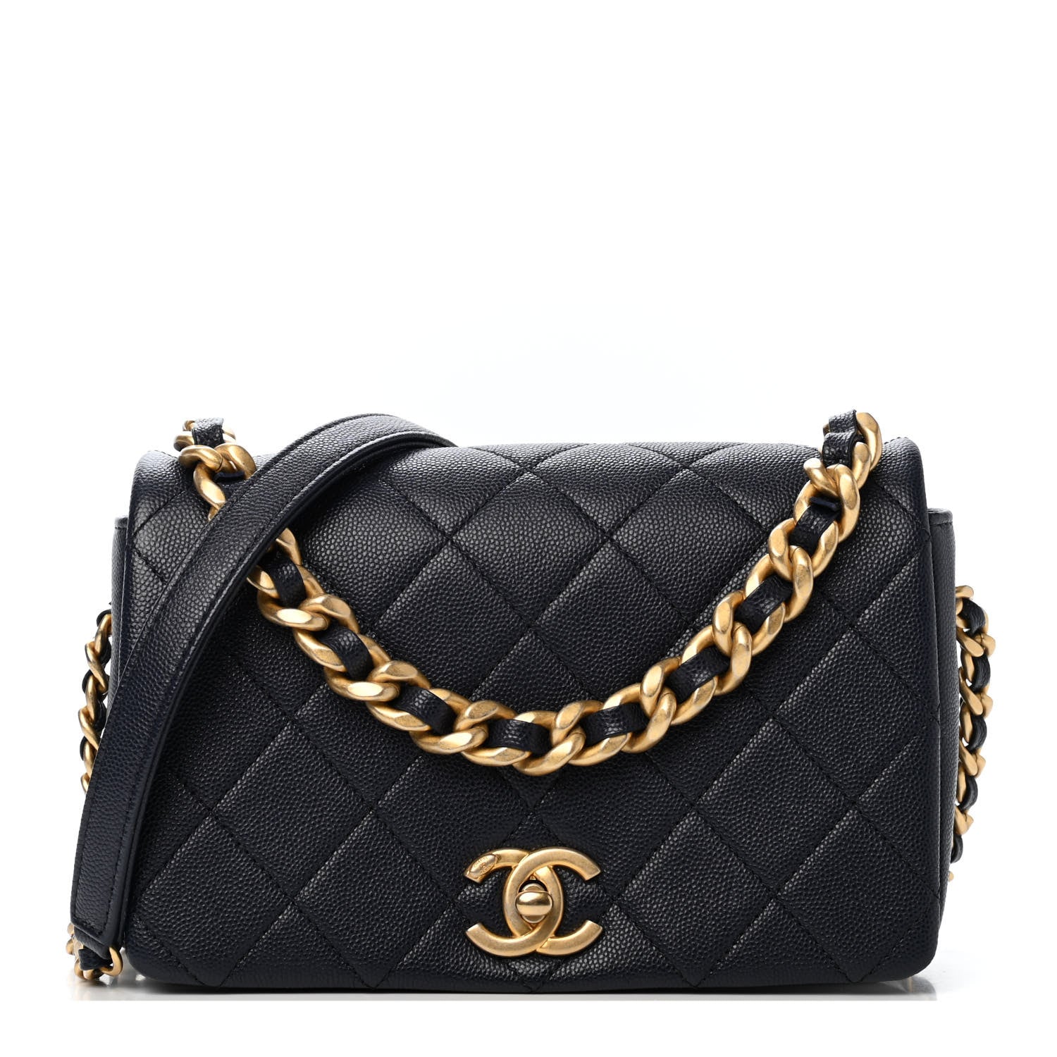 Chanel Caviar Quilted Small Fashion Therapy Flap Bag Navy Blue 1 of 4