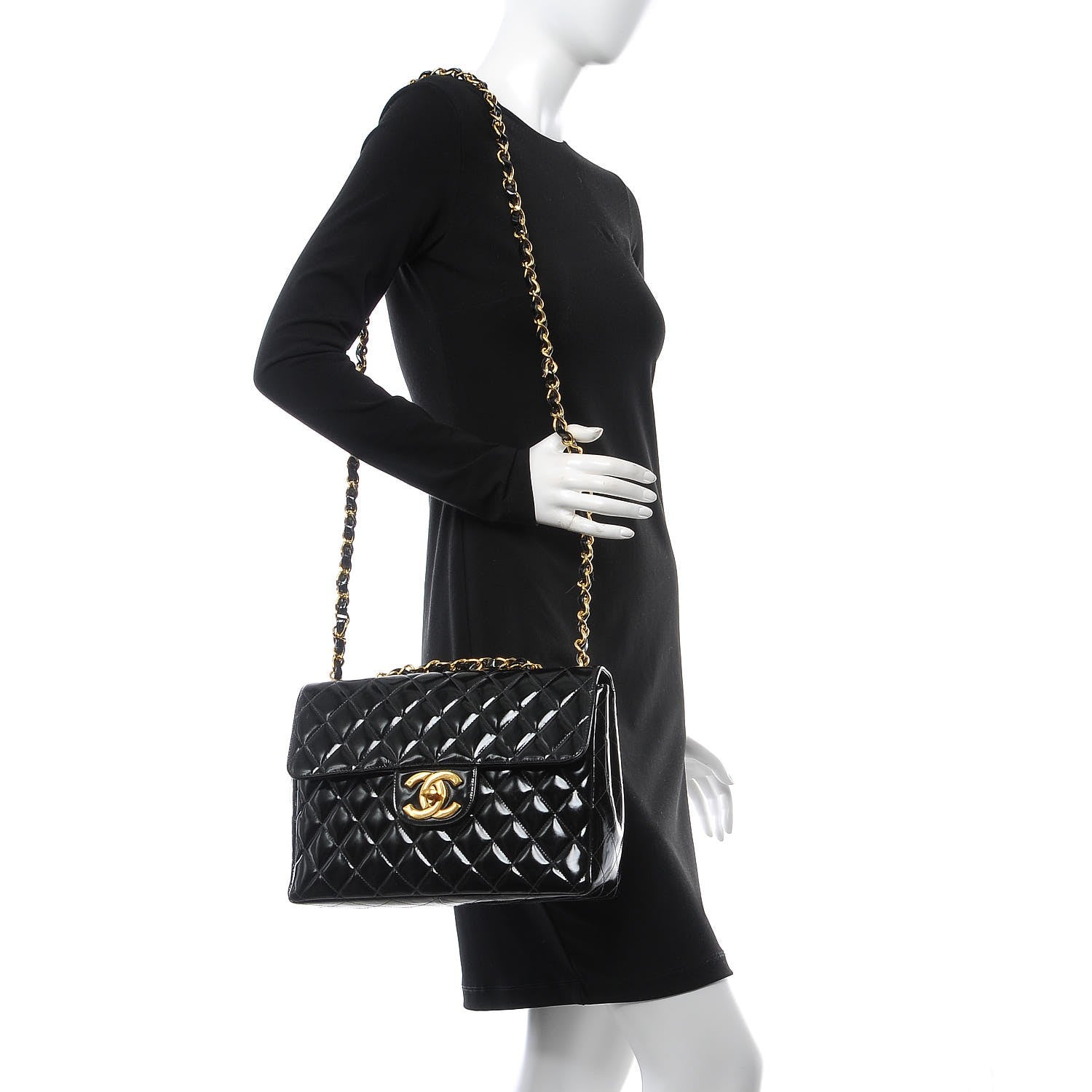 Chanel Patent Quilted Jumbo Single Flap Black 2 of 11