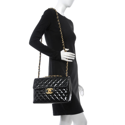 Chanel Patent Quilted Jumbo Single Flap Black 2 of 11
