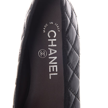 Chanel Aged Calfskin Quilted Cap Toe Ballerina Flats 37 Black 6 of 7