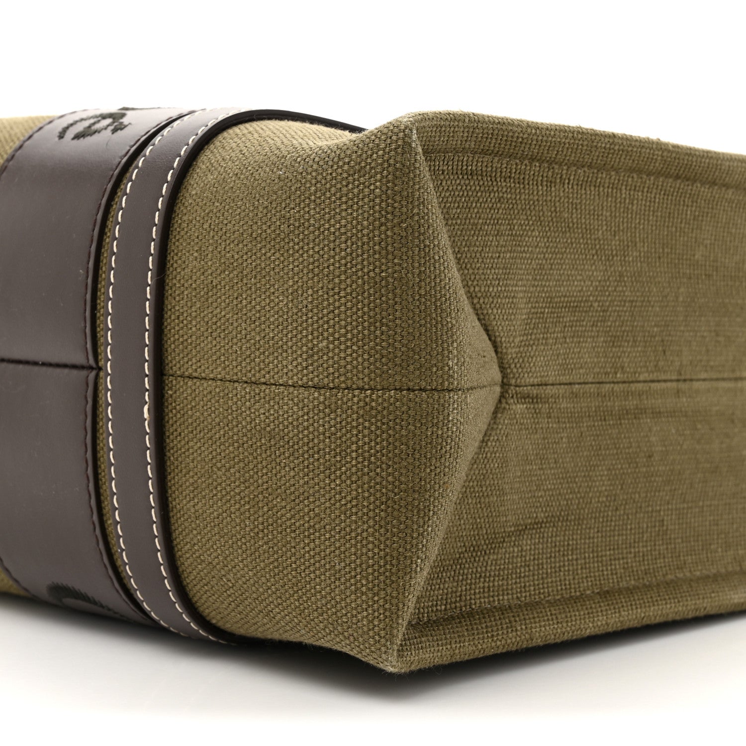 Chloe Linen Calfskin Medium Woody Tote Warm Green 8 of 9