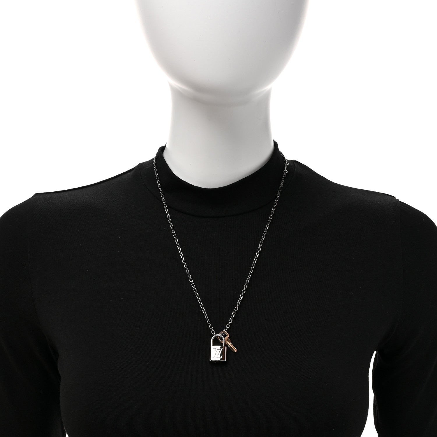 Louis Vuitton Valentine Lock Pendant Necklace Silver 2 of 8