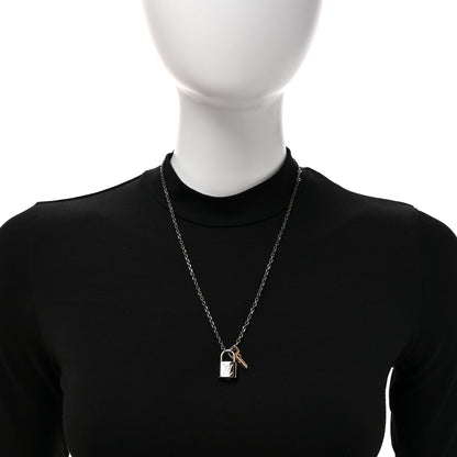 Louis Vuitton Valentine Lock Pendant Necklace Silver 2 of 8