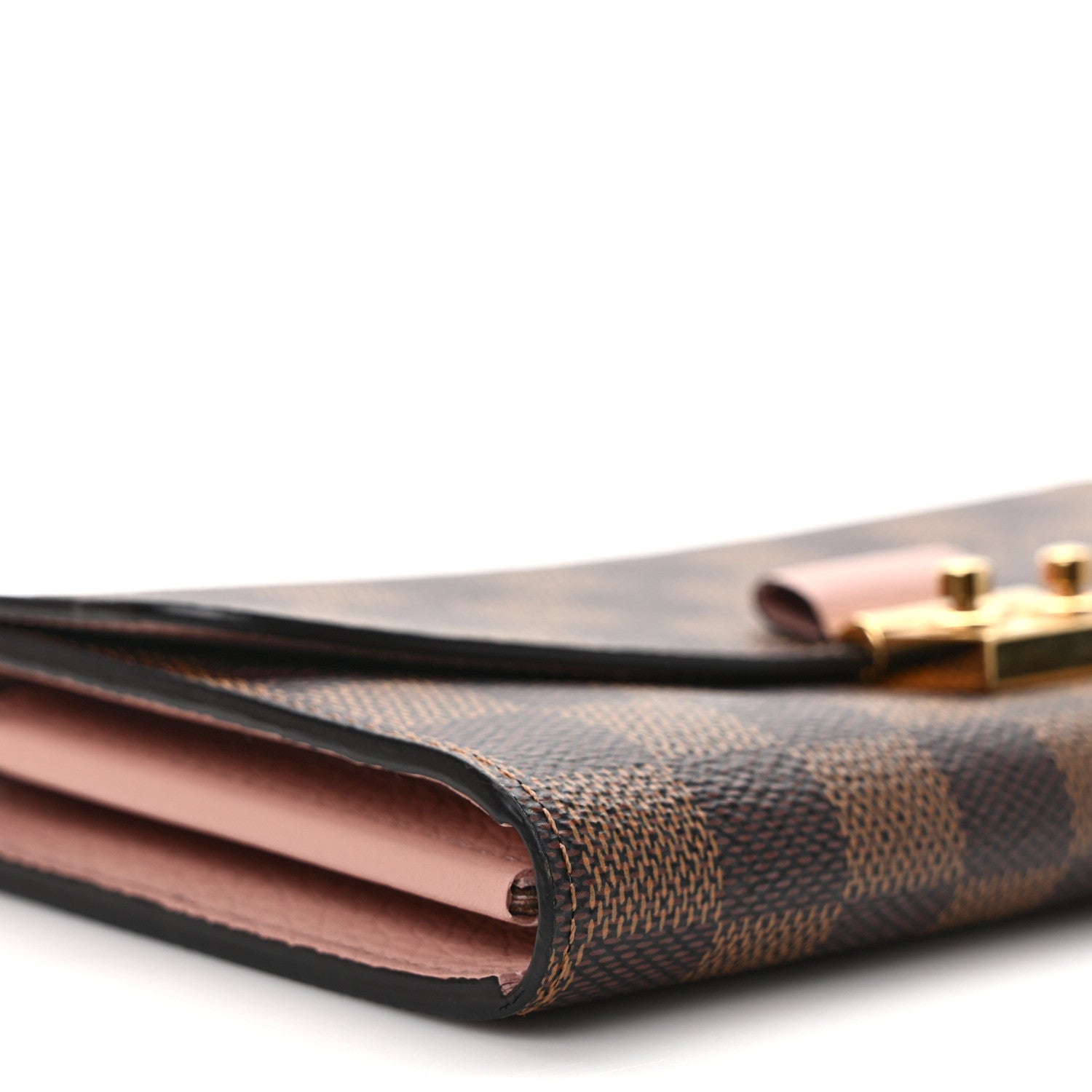 Louis Vuitton Damier Ebene Croisette Chain Wallet Rose Ballerine 8 of 11