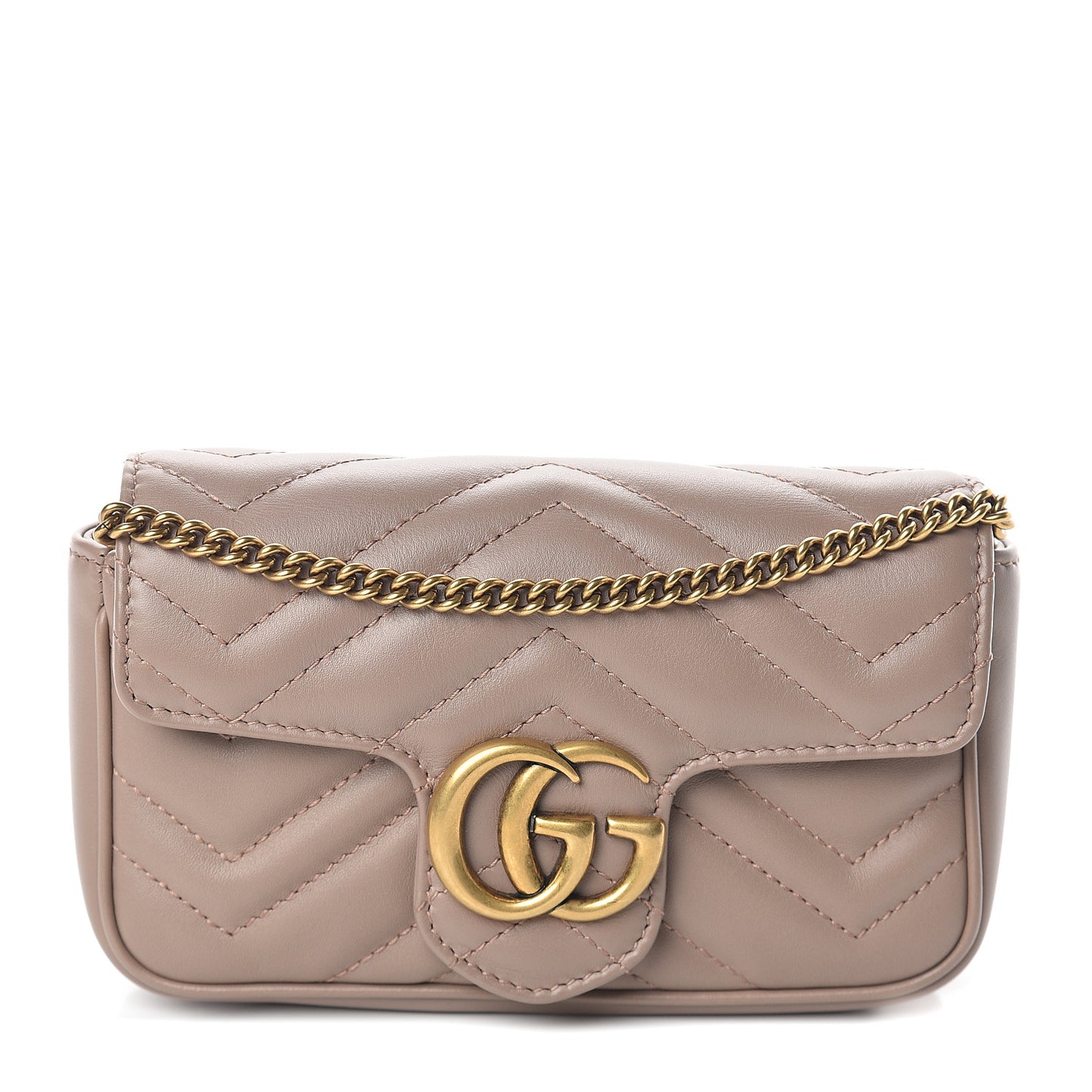 Calfskin Matelasse Super Mini GG Marmont Shoulder Bag Porcelain Rose