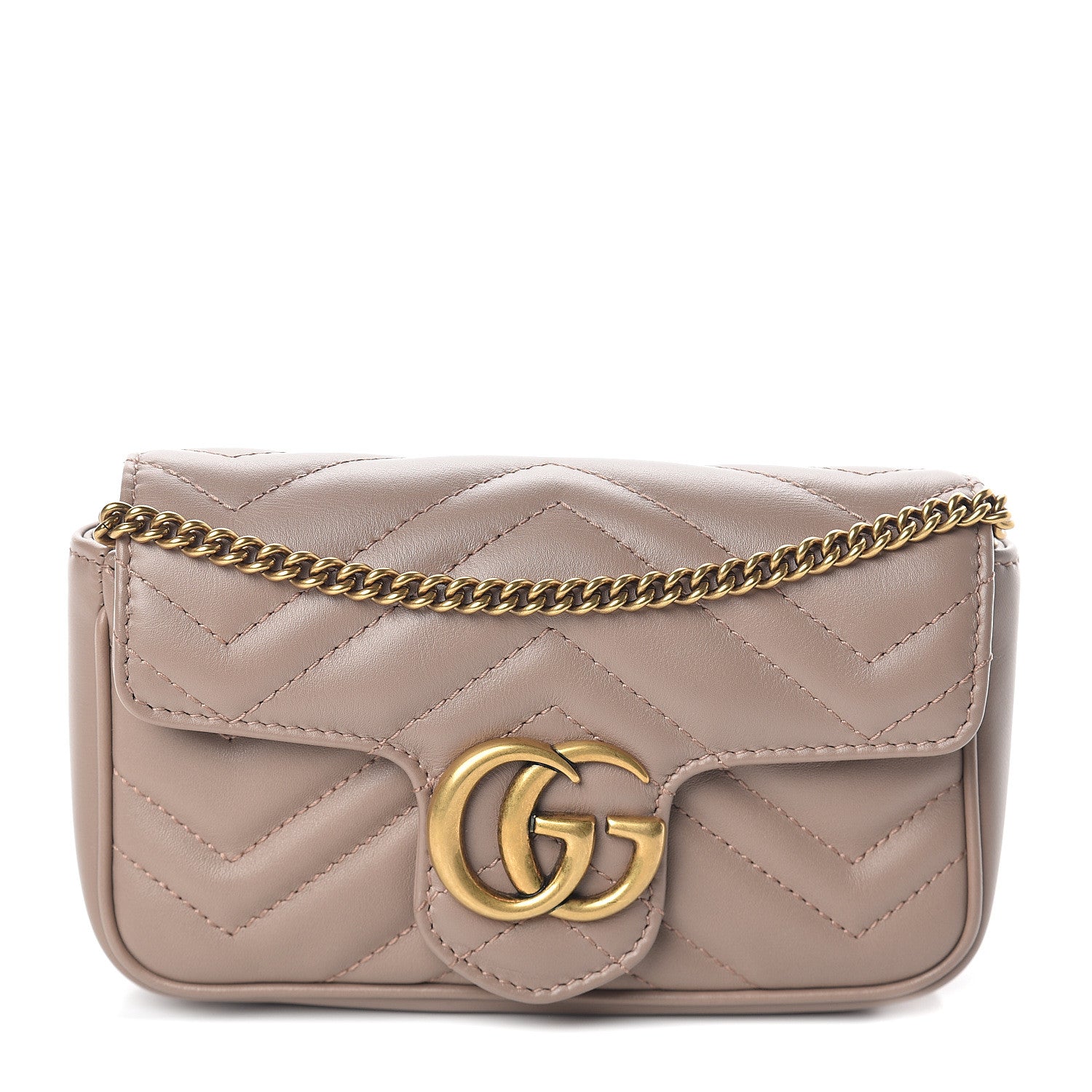 Gucci Calfskin Matelasse Super Mini GG Marmont Shoulder Bag Porcelain Rose 1 of 6