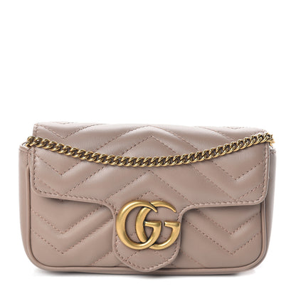 Gucci Calfskin Matelasse Super Mini GG Marmont Shoulder Bag Porcelain Rose 1 of 6
