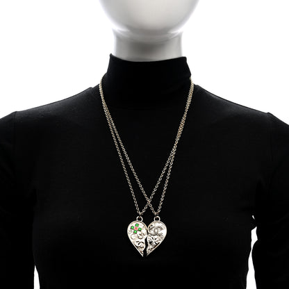 Chanel Crystal Gripoix Clover Heart CC Friendship Necklace Set Gold Multicolor 2 of 6