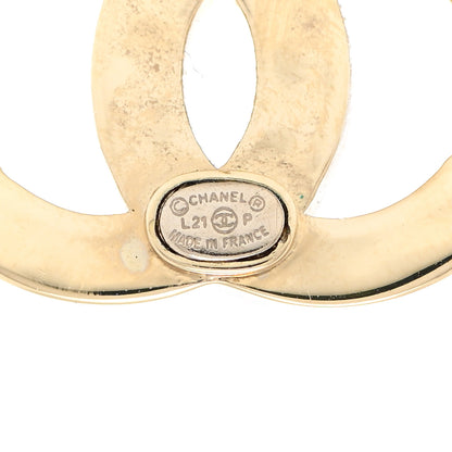 Chanel Crystal Metal CC Paris Button Stud Earrings Gold 3 of 5