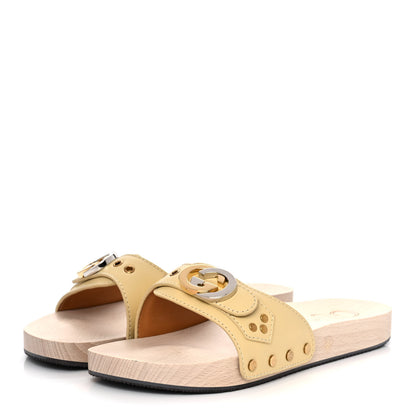 Gucci Calfskin Interlocking G Mens Slide Sandals 5 Burro 3 of 10