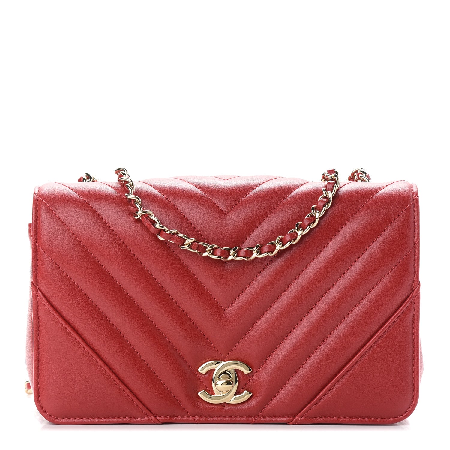 Chanel Calfskin Chevron Quilted Mini Statement Flap Red 1 of 9