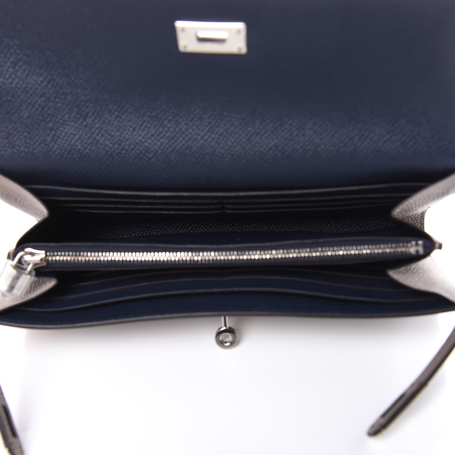 Hermes Epsom Kelly Longue Wallet Gris Asphalte Bleu Indigo 5 of 8
