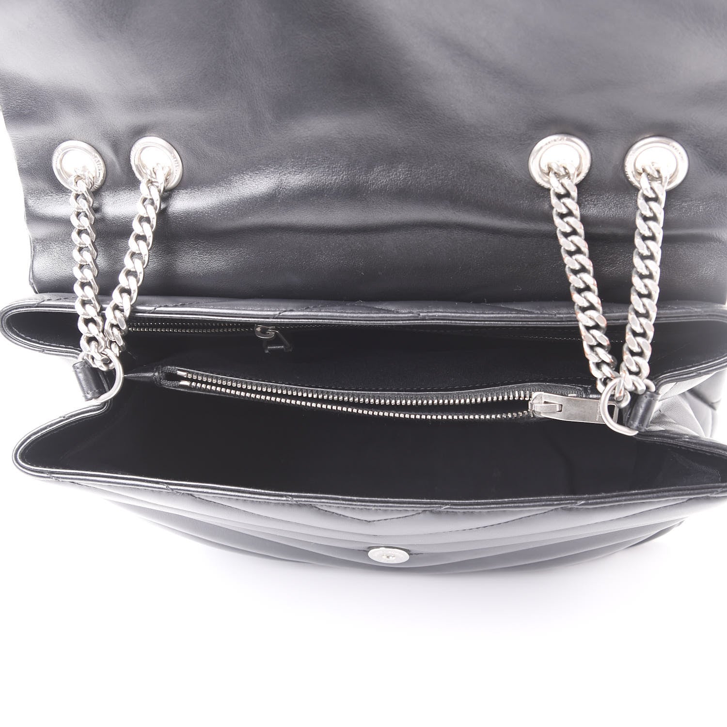 Saint Laurent Calfskin Y Quilted Monogram Medium Loulou Chain Satchel Black 4 of 8