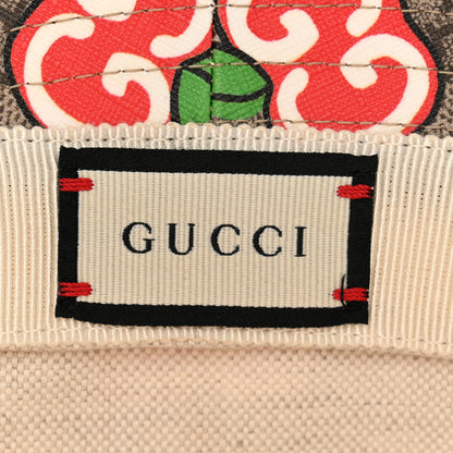 Gucci GG Supreme Monogram Apple Textured Dollar Calfskin Retro Interlocking G Fedora Pomme Bucket Hat L Beige Ebony Red 8 of 8