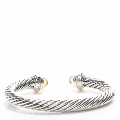 David Yurman Sterling Silver 14K Yellow Gold Peridot 7mm Cable Classics Bracelet 3 of 6