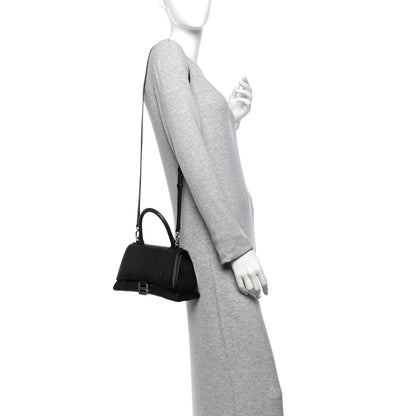 Balenciaga Grained Calfskin Small Hourglass Top Handle Bag Black 2 of 15