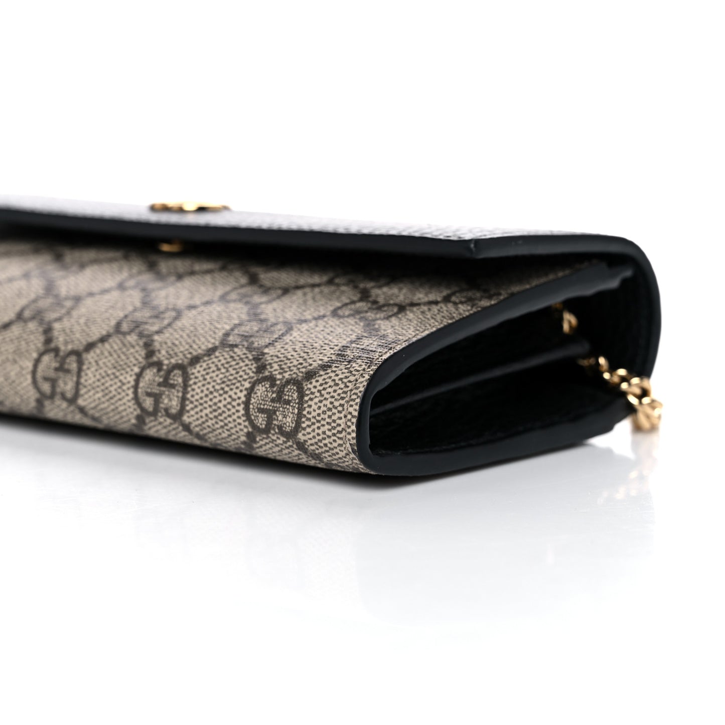 Dollar Calfskin GG Supreme Monogram Petite GG Marmont Wallet Chain Bag Black Beige Ebony