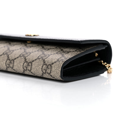 Gucci Dollar Calfskin GG Supreme Monogram Petite GG Marmont Wallet Chain Bag Black Beige Ebony 9 of 11