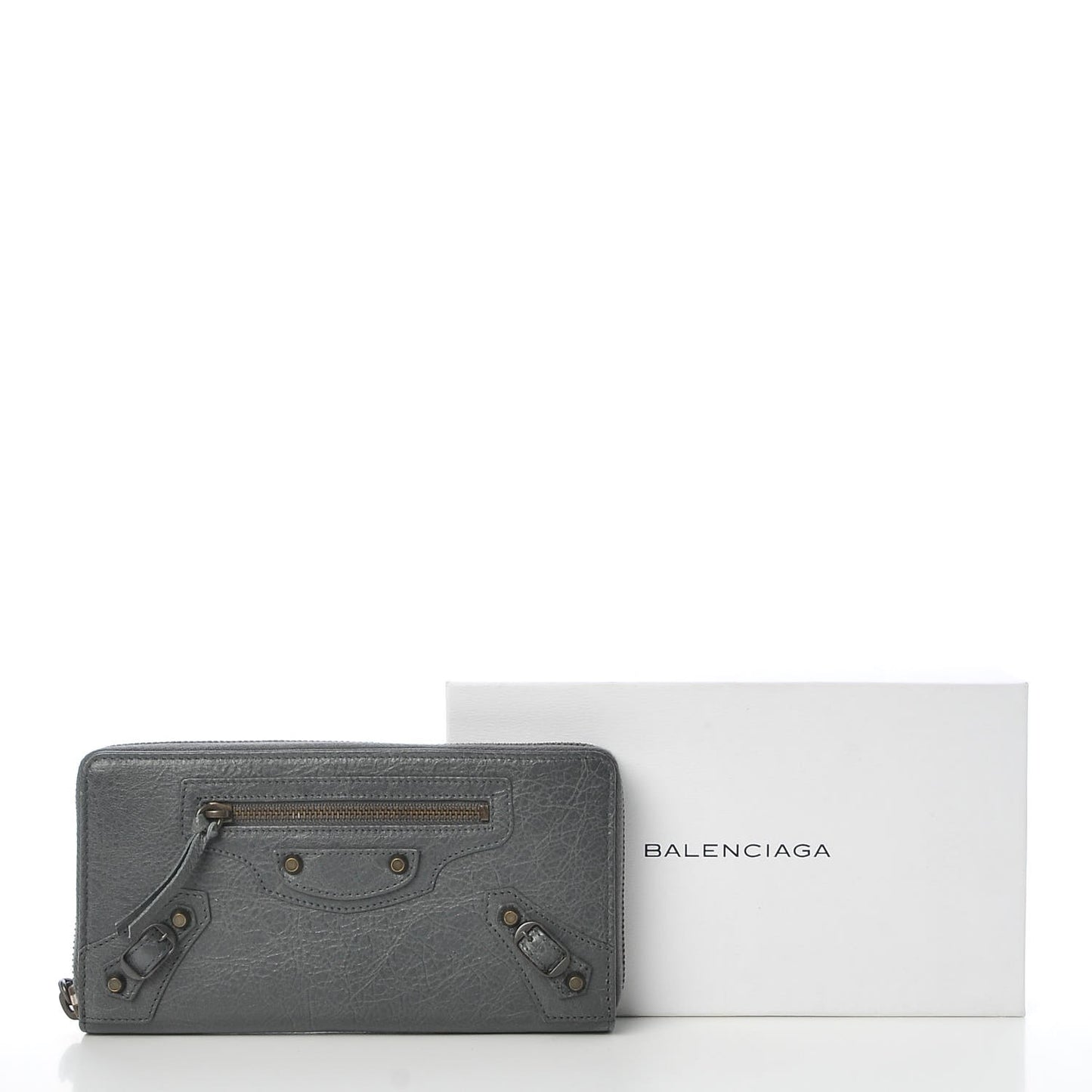 Agneau Classic Hardware Continental Zip Around Wallet Gris Tarmac