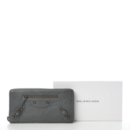 Balenciaga Agneau Classic Hardware Continental Zip Around Wallet Gris Tarmac 9 of 9