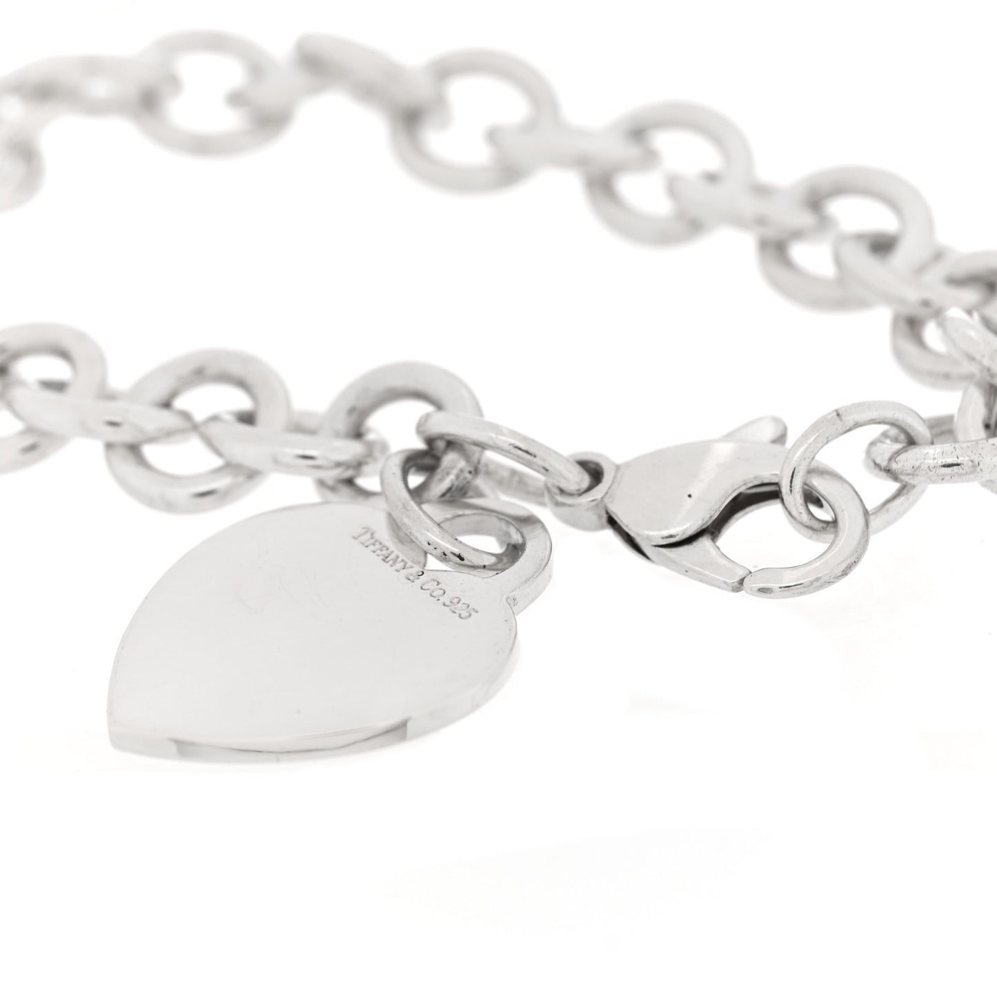 Sterling Silver Heart Tag Charm Bracelet