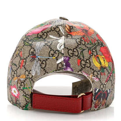 Gucci GG Supreme Flora Claudia Baseball Hat 57 M Red 6 of 10