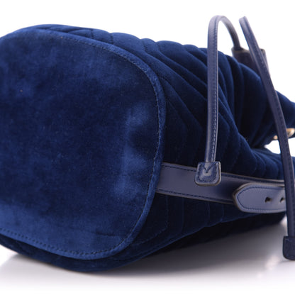 Gucci Velvet Matelasse GG Marmont Bucket Bag Cobalt Blue 7 of 9