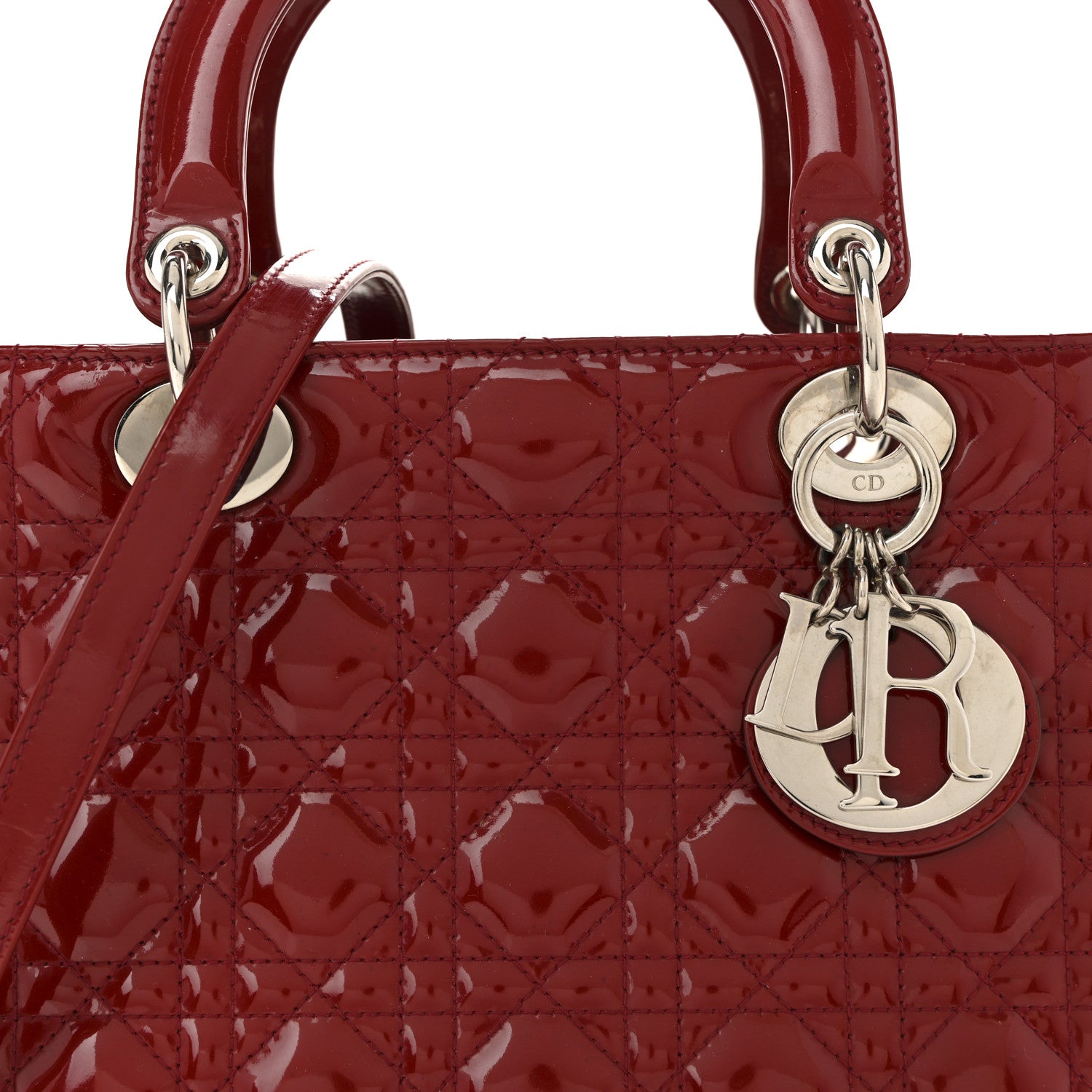 Christian Dior Patent Cannage Medium Lady Dior Red 8 of 15