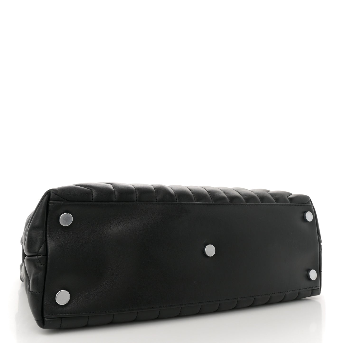 Calfskin Y Quilted Monogram Large Loulou Chain Satchel Black