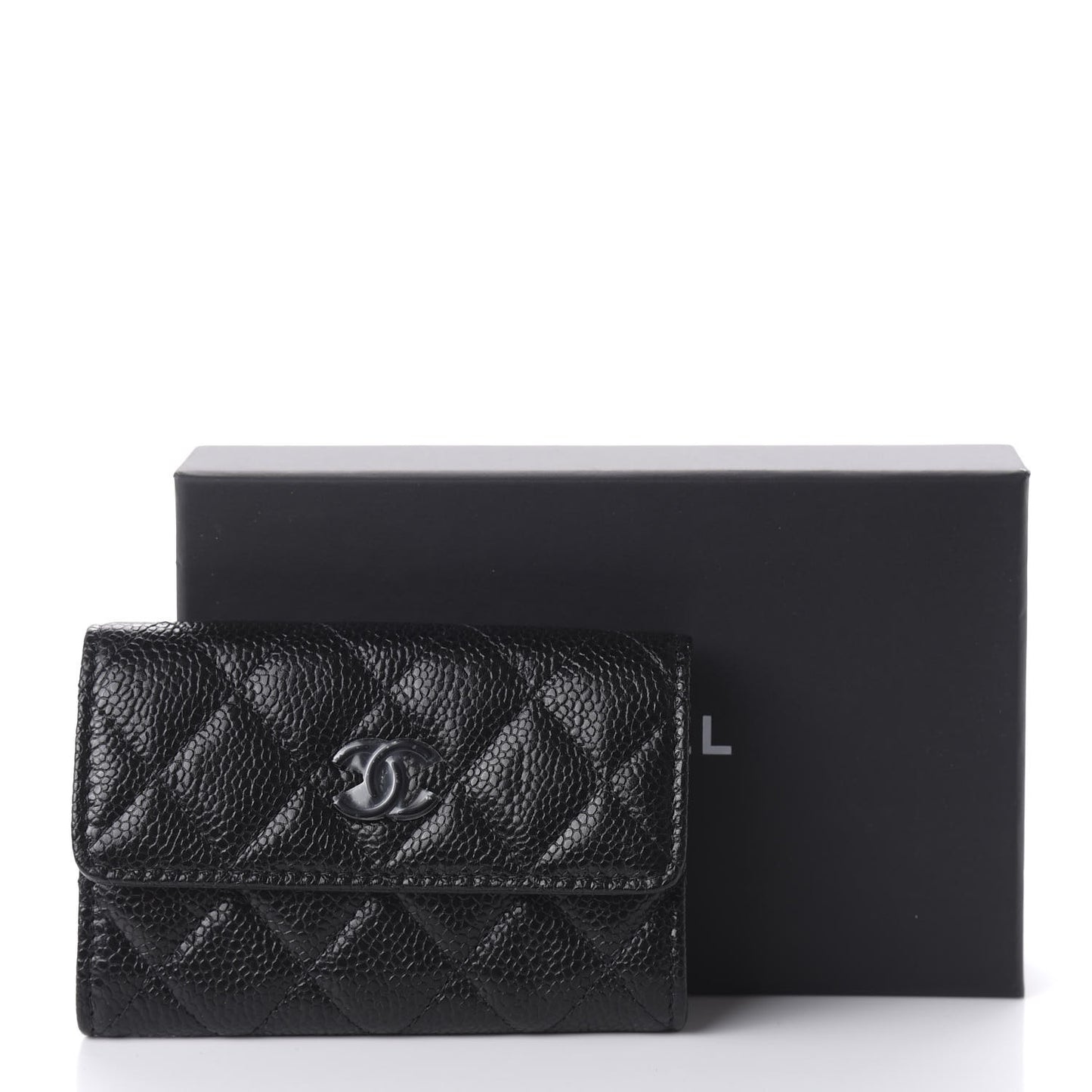 Caviar Quilted Incognito Flap Card Holder Black