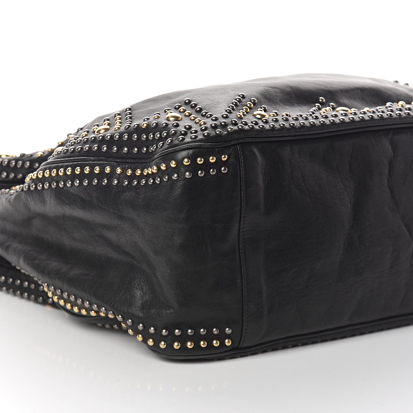 Calfskin Studded Roady Hobo Black